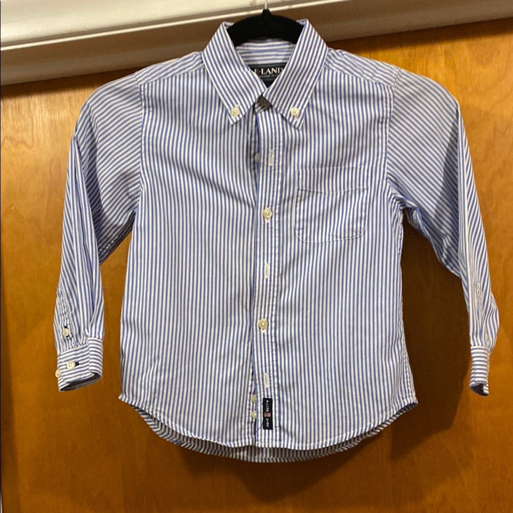 Lands' End Kids Blue Striped Shirt